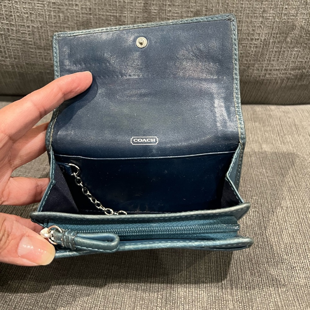 Coach Blue Signature Folding Wallet - Picture 3 of 7